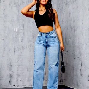 New- SHEIN Slant Pocket Straight Leg Jeans Size 26